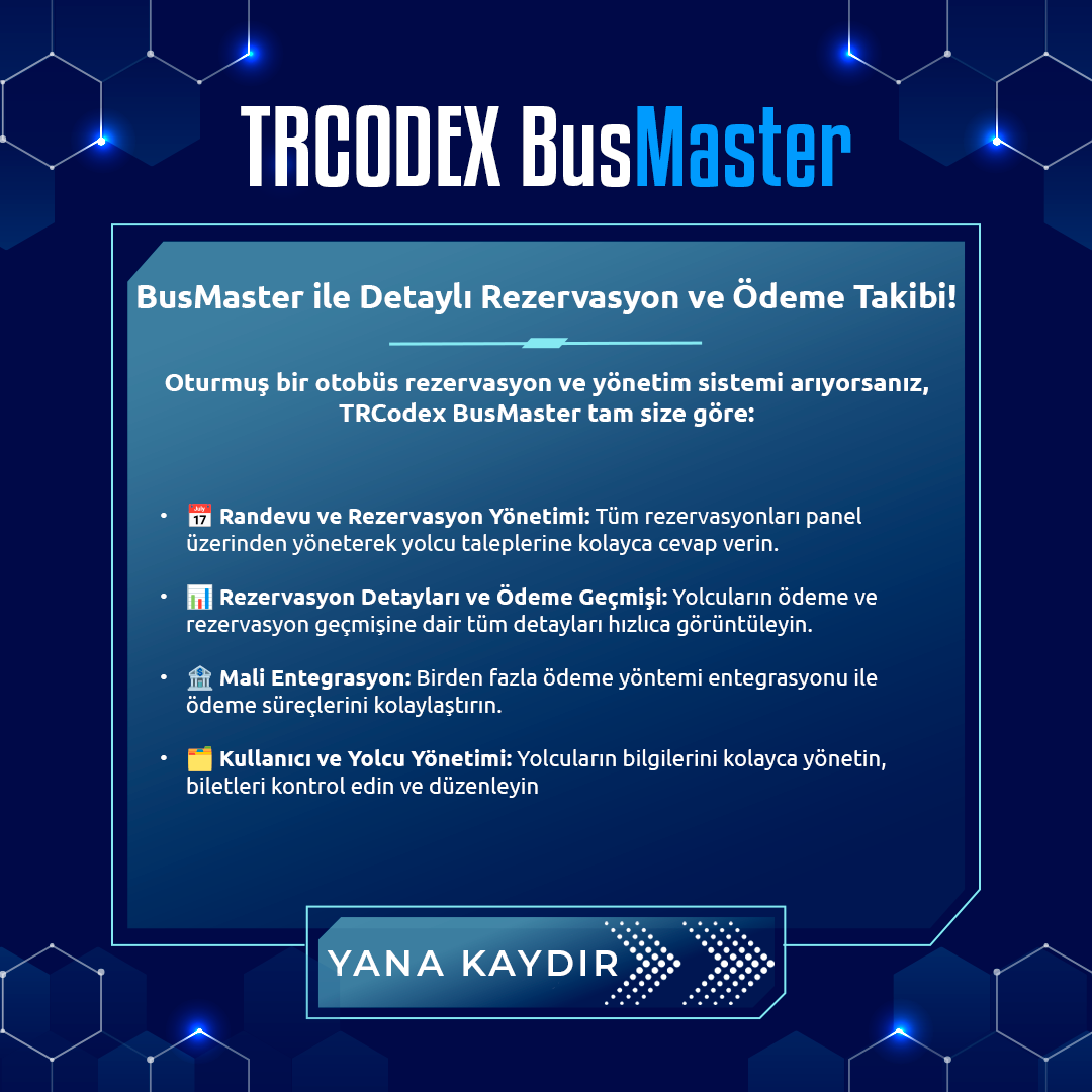 BusMaster - Otobüs Yönetimi (Turizm - Seyehat) Yazılım Sistemi - Görsel 3